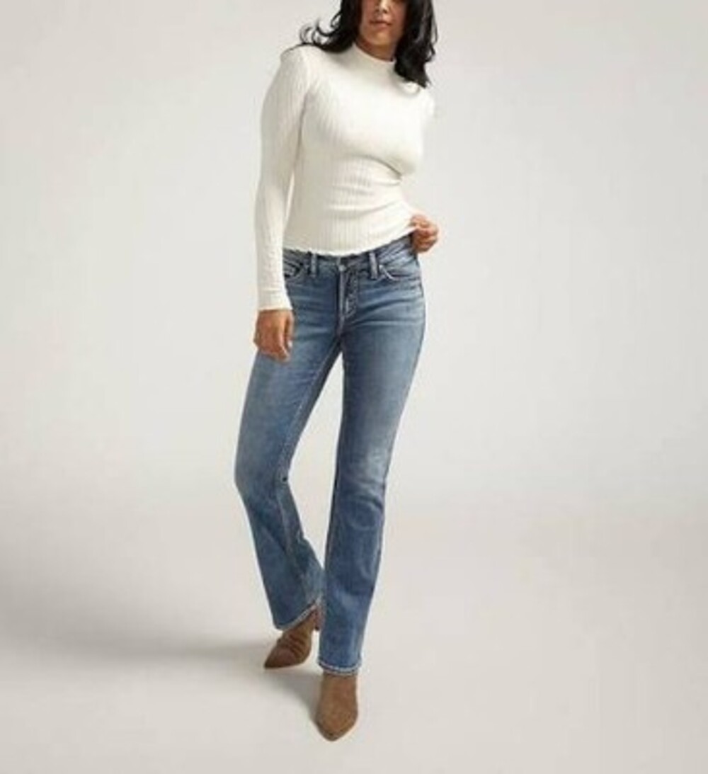 Silver Jeans Co. Elyse Mid Rise Slim Boot Jeans Women's W28/L33 Med Indigo Wash